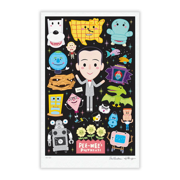 “Pee-wee’s Playhouse” TIMED EDITION 12”x18” Signed and Numbered BLACK