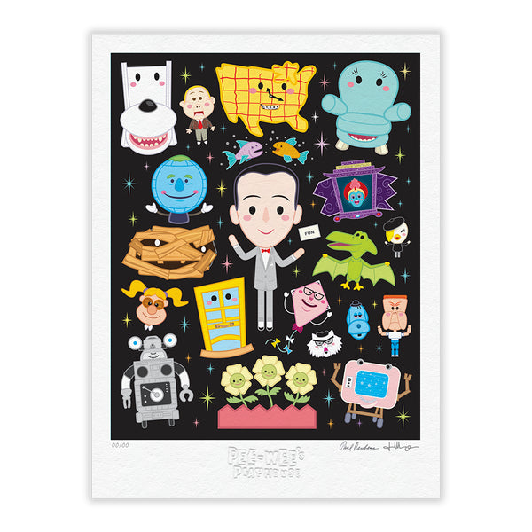“Pee-wee’s Playhouse” TIMED EDITION 18”x24” Signed, Numbered, Embossed BLACK