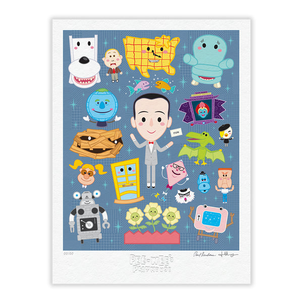“Pee-wee’s Playhouse” LIMITED EDITION 18”x24” Signed, Numbered, Embossed STEEL BLUE