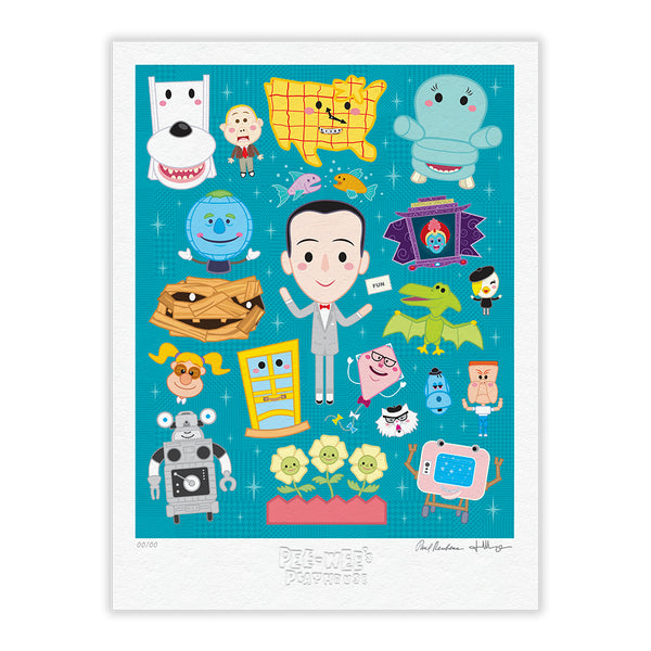 “Pee-wee’s Playhouse” TIMED EDITION 18”x24” Signed, Numbered, Embossed TEAL