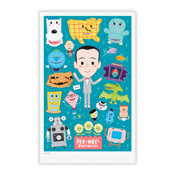 “Pee-wee’s Playhouse” TIMED EDITION 12”x18” Numbered TEAL